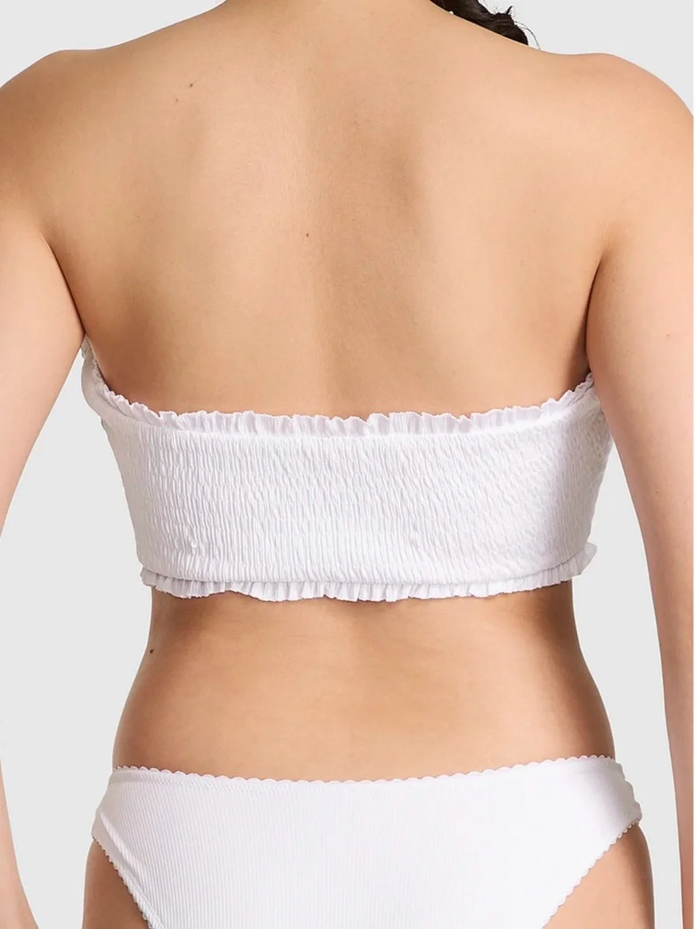 🤎  NWT PINK by Frankies Bikinis White Iris Rib Bikini Top - Large  (00899)